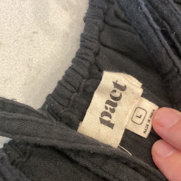 Pact Coastal Double Gauze 100% Organic Cotton Black Cami Maxi Dress with Pockets - Picture 9 of 10